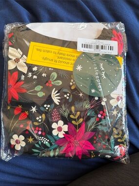 Little Sleepies Black Floral Berry Holiday Pajama Set